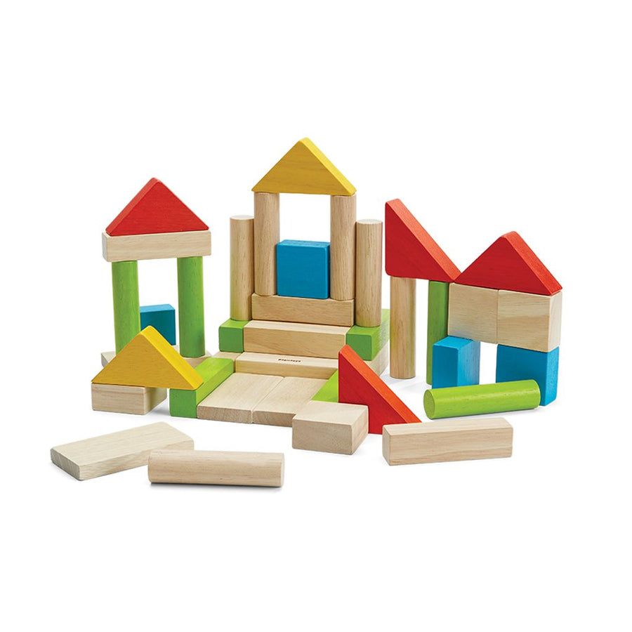 10 Piece Wooden Block Set, Bilingual English/Spanish-Yinibini Baby